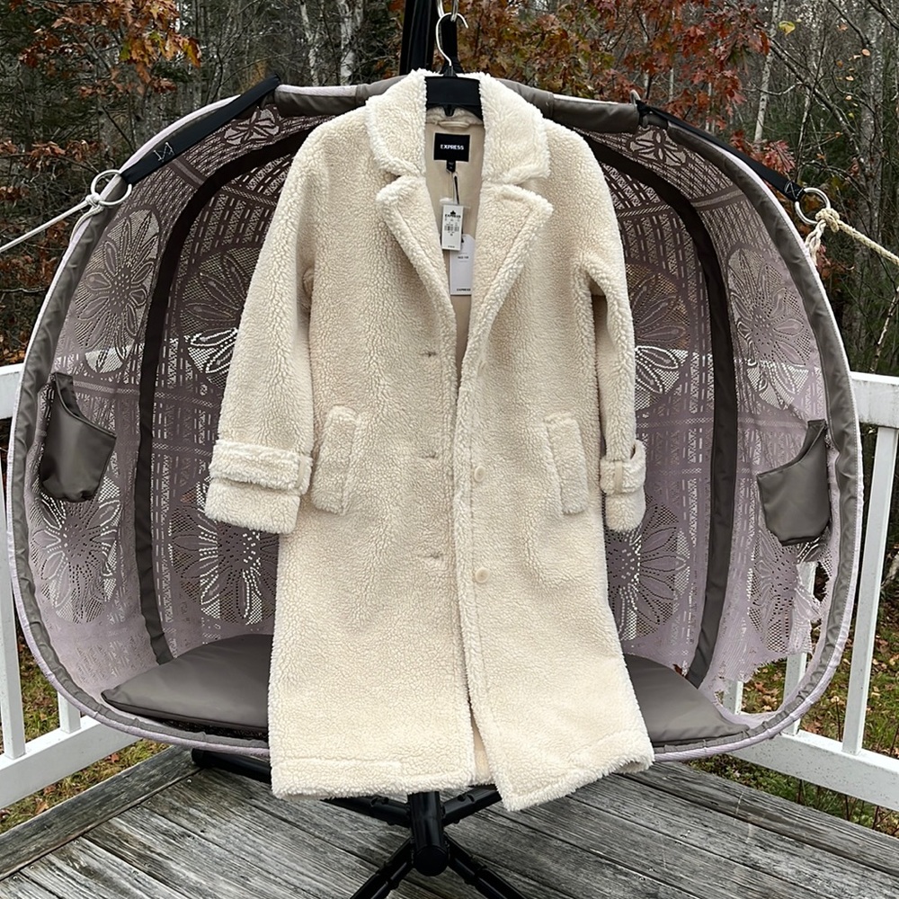 Faux fur midi coat.